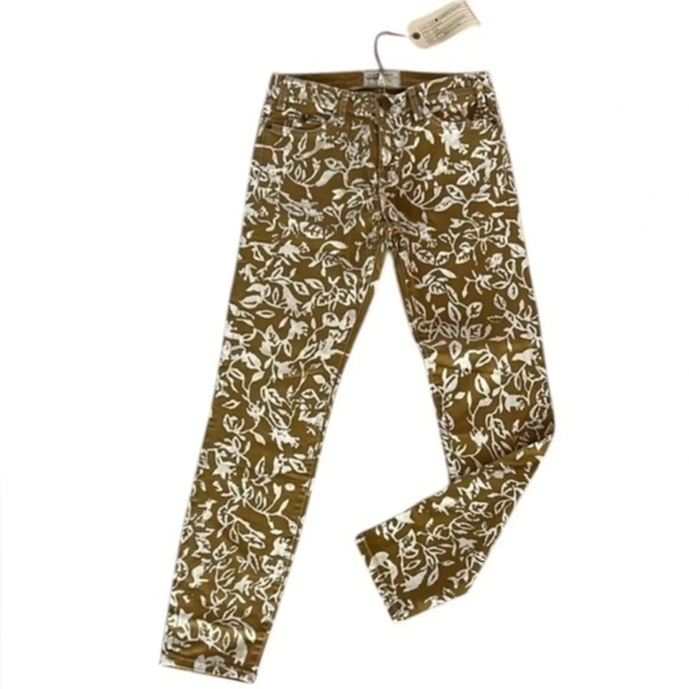 DVF X CURRENT/ELLIOT the classic skinny gold floral leaf pattern jeans size 27